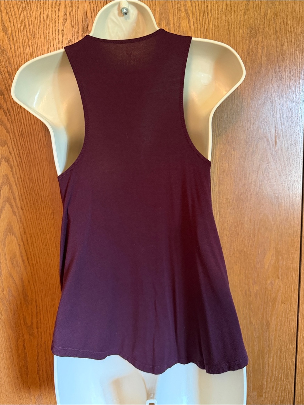 American Eagle Outfitters Burgundy Tank with Blue Floral Embroidery - Picture 3 of 5